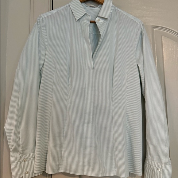 Hugo Boss Tops - NWOT. Hugo Boss Light Blue Pinstripe Dress Shirt with side zippers